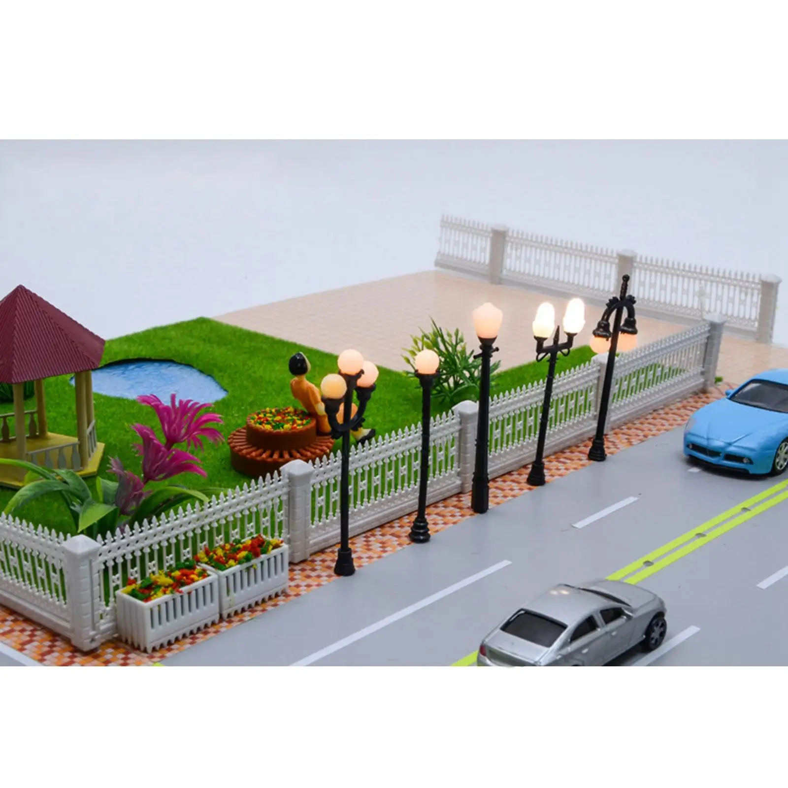 20Pcs 1:100 Model Train Lamp Post Lights Dollhouse Decoration Micro Landscape DIY Projects Miniature Street Light Model