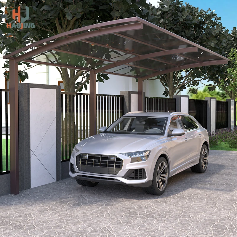 فاخر مخصص الألومنيوم شرفة المراقبة carport 2 منفذ السيارة الخارجي 3x6 3x4 مظلة معدنية خارجية سقيفة البولي كربونات المرآب وقوف السيارات #3