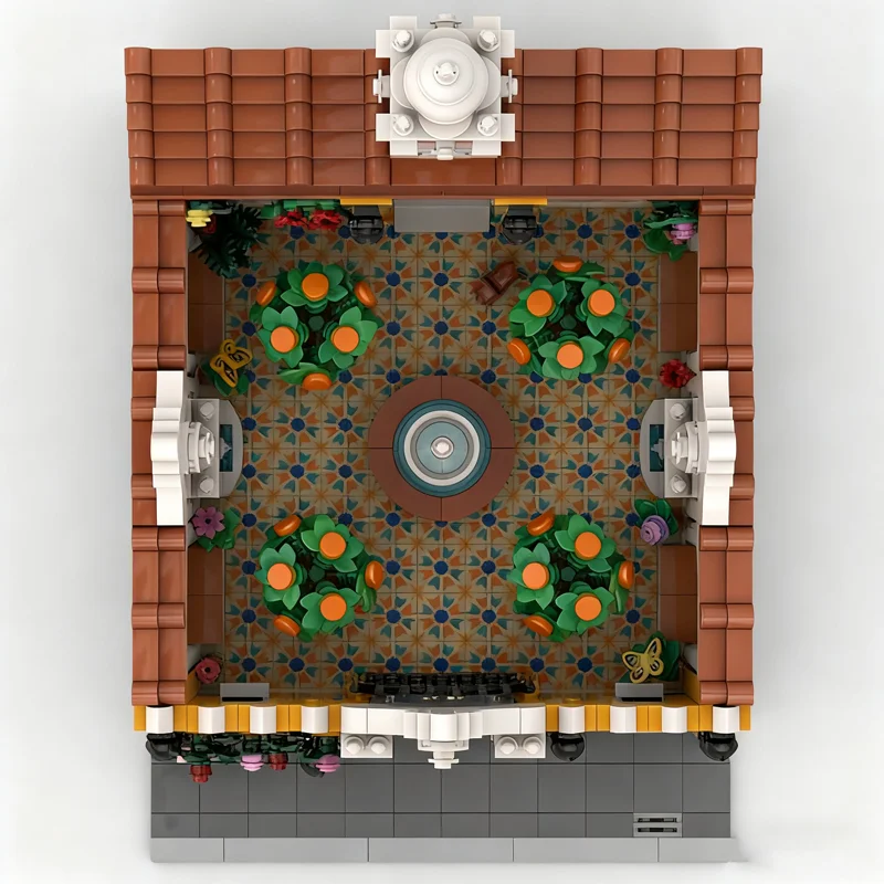 1471 pz MOC Cortile Spagnolo Paesaggio stradale modulare Modello Building Blocks Architettura Idea Giocattolo educativo Regalo di Natale Mattone