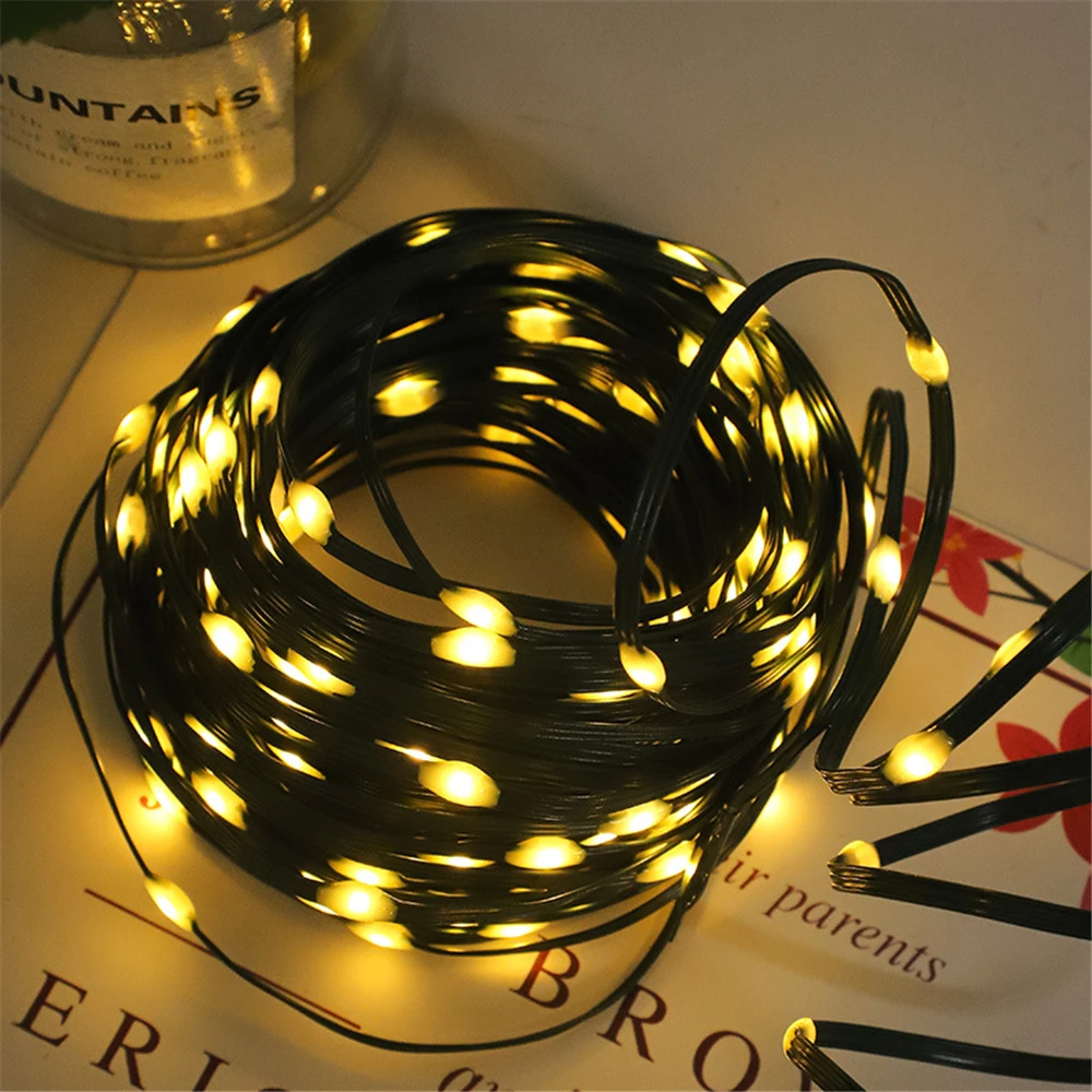 bruiloft / feest led verlichting decoraties 100M 800LEDs groene draad string licht met afstandsbediening 8 flitsmodi kerstversiering 2024 voor kerstmis / huis / kamer / tuin decor Nieuwjaar 2024