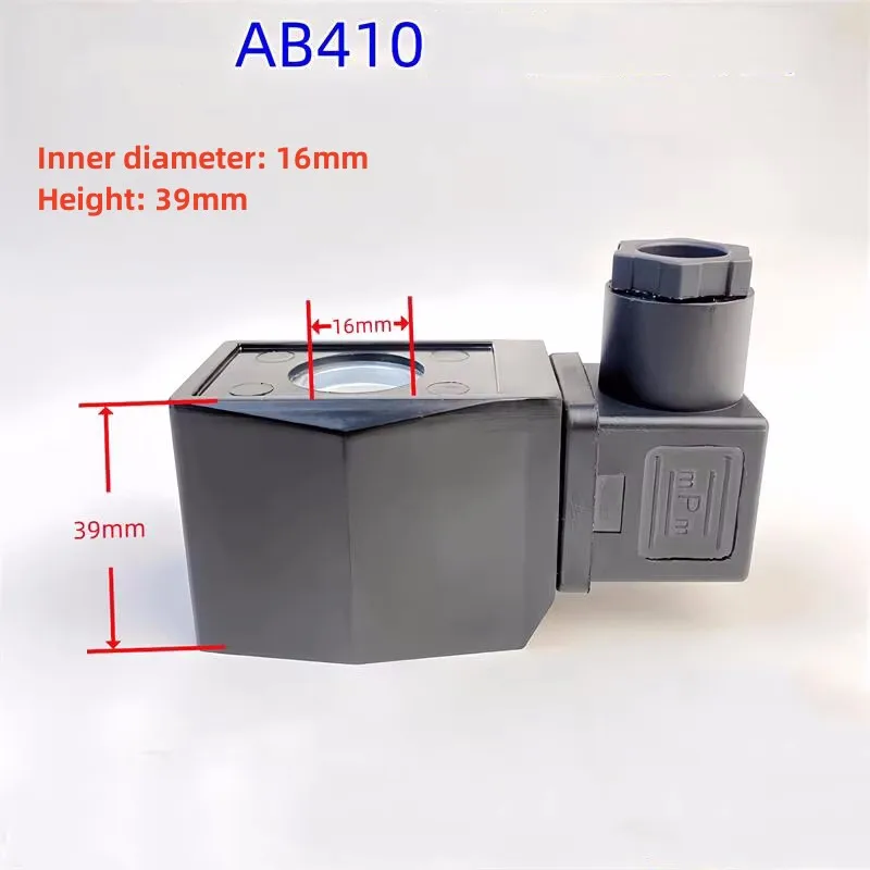 

AB410 Electromagnetic Valve Coil Waterproof Plastic Enclosure Energy-saving Coil Inner Diameter 16mm, Height 39mm, AC220V, DC24V
