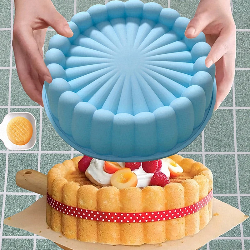 Molde para tarta Charlotte de 6 pulgadas, tarta de queso de silicona, molde redondo antiadherente para hornear de silicona, moldes para pasteles para tarta de chocolate con fresa.