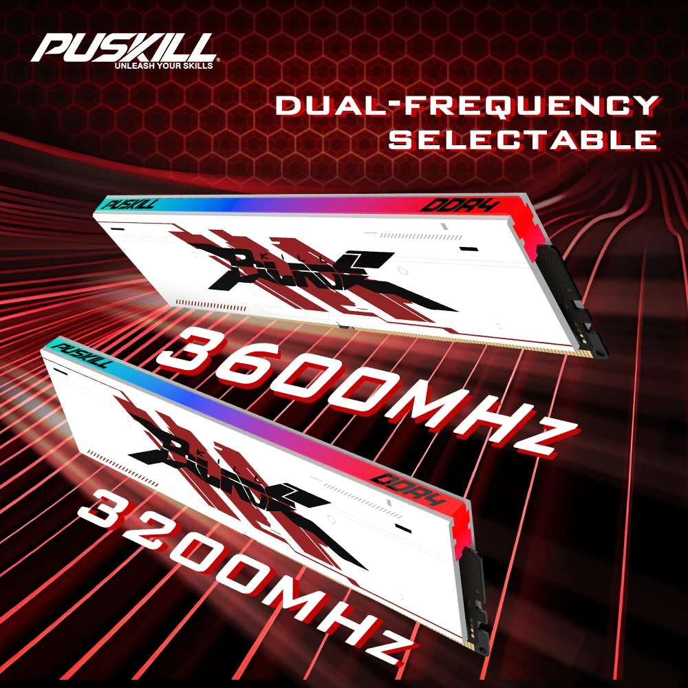 PUSKILL RGB DDR4 ذاكرة الوصول العشوائي 8GB 16GB 3600MHz 3200MHz DIMM ذاكرة الوصول العشوائي المكتبية للألعاب