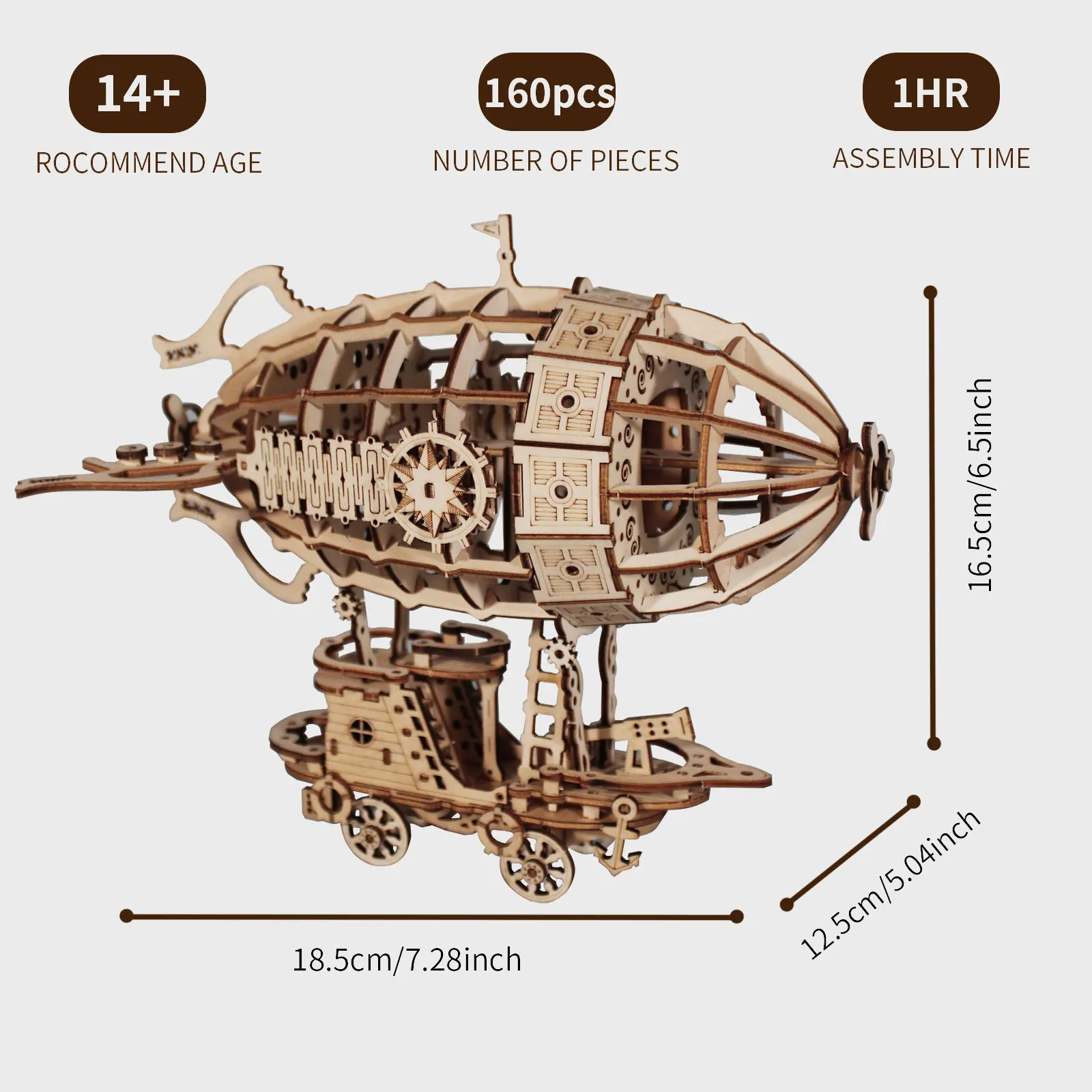 3D Wooden Puzzle Airship Model kits for Adults Model Building Kit  Brain Teaser for Adults to Build Hand Craft Mechanical