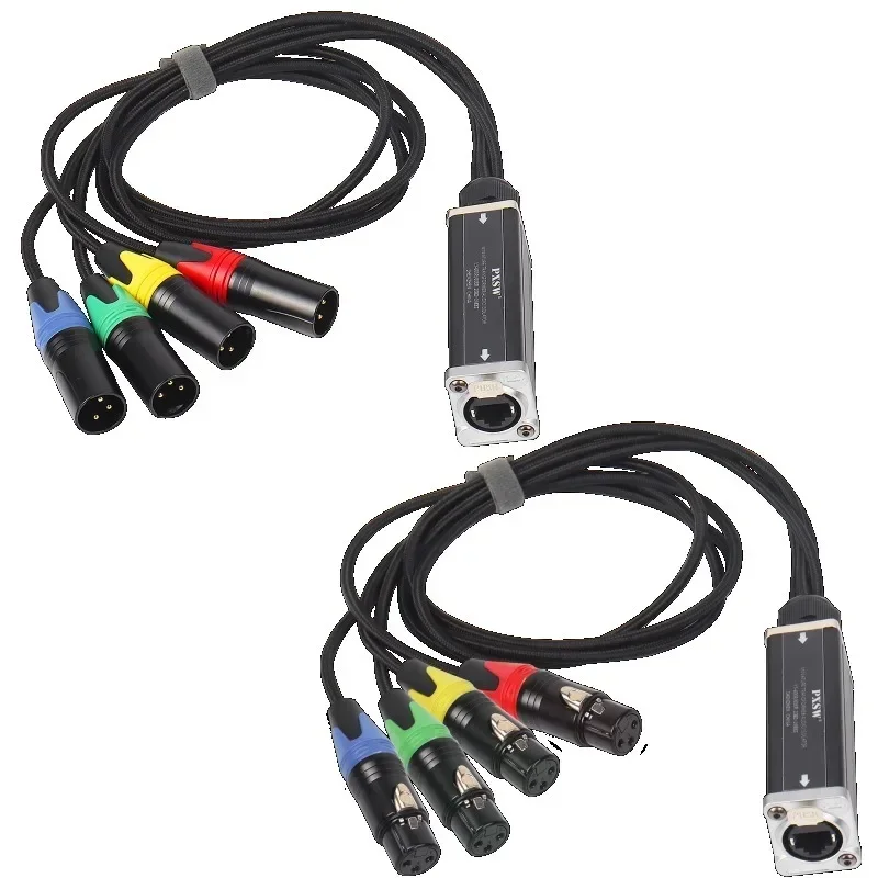 Male/Female Network Converter RJ45 CAT5/6 With Shielded to 4 Channel 3Pin XLR Connector Multi Network Receiver Cable for Speaker