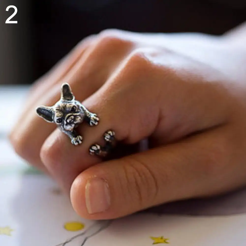 Vintage Ring Jewelry Women Daisies 1PCS Bohoo Chic French Bulldog Finger Anel Bijouxs Brass Knuckl Animal Dog For Men