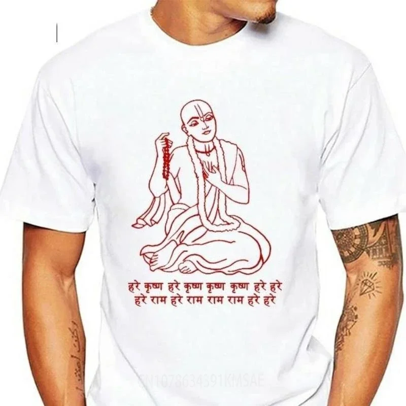 Vintage Chaitanya Mahaprabhu HARE KRISHNA 108 Hari Bol! Camiseta Vaishnava Tallas Man Printed T-shirt Woman Classic Streetwear