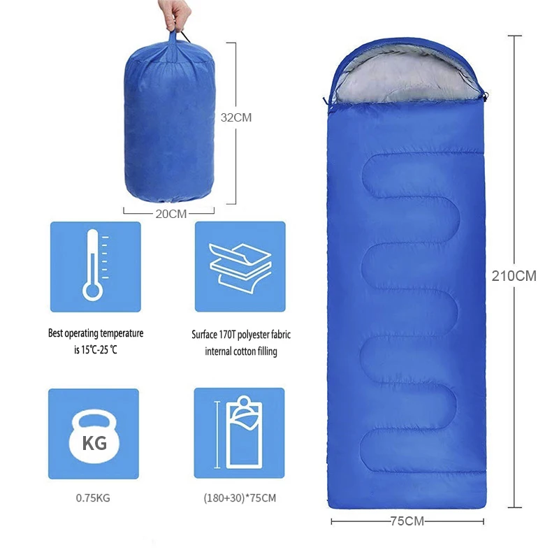 Portable Camping Sleeping Bag Ultralight Waterproof 3 Season Warm Envelope Backpacking Sleeping Bag for Outdoor Traveling Hiking