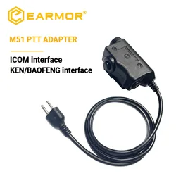 OPSMEN Earmor M51 PTT Tactical Push To Talk For M32/M32H Headset For Kenwood/ICOM Radio Softair Headphone Adapter New