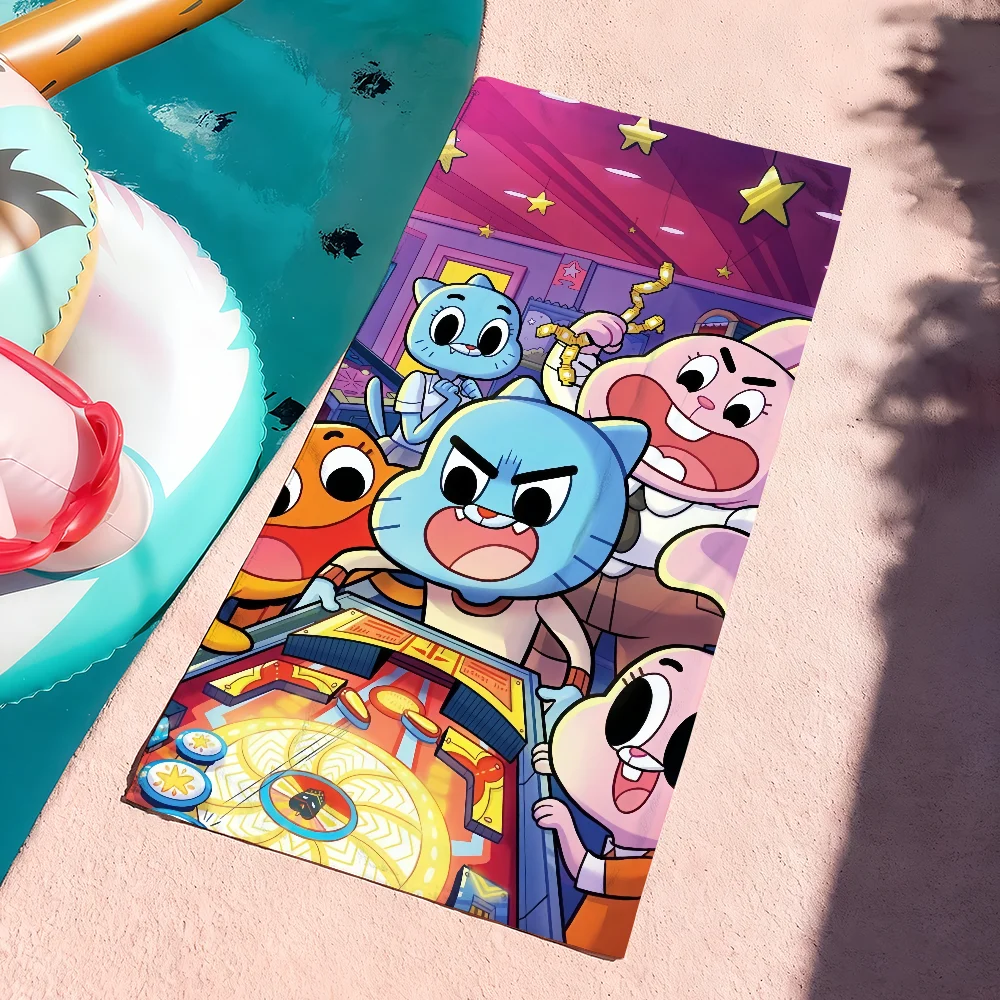 Cartoon The Amazing W-World of G-Gumball Towel Soft Pool Gift For Travel Gym Shower Camping Quick Dry Sports Large Beach Towels
