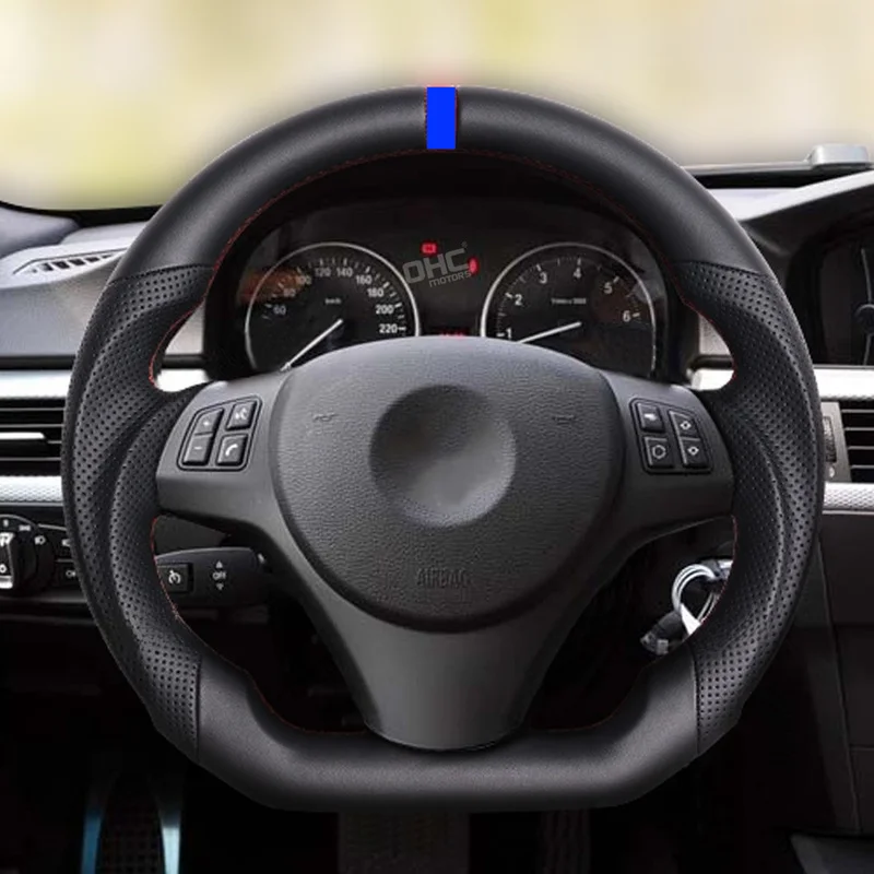 Premium Full Leather Steering Wheel Direct Fit Replacement for BMW M3 E90 E92 E93 2005-2012 OE Style Interior Parts
