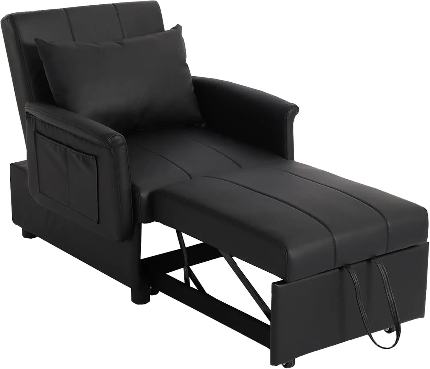 Convertible Sleeper Chair Bed, Pull Out Sofa Bed Chair Single Sleeper Chair Reading Armchair with Side Pockets