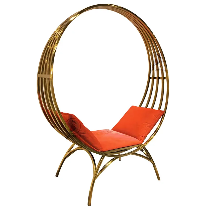 

Yjq Italian stainless steel sprinkler shop household wedding single sofa chair reclining and sleeping leisure swing chair