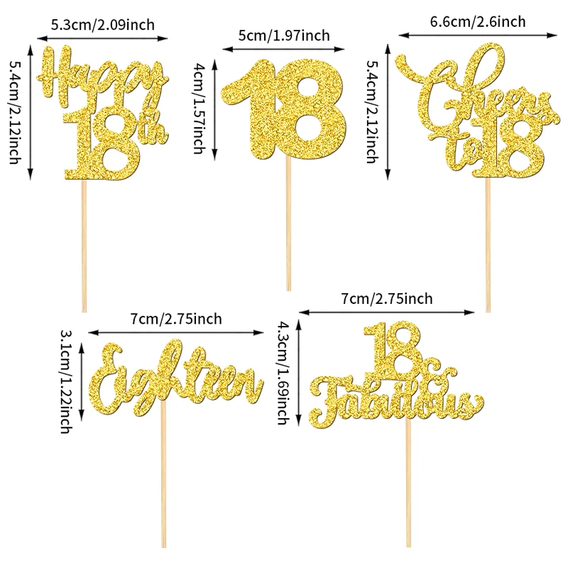 YOMDID 25 Cupcake-Topper zum 18. Geburtstag, glitzernde Cupcake-Topper zum 18. Geburtstag, glitzernde Cupcake-Picks zum 18. Geburtstag – Detail 4