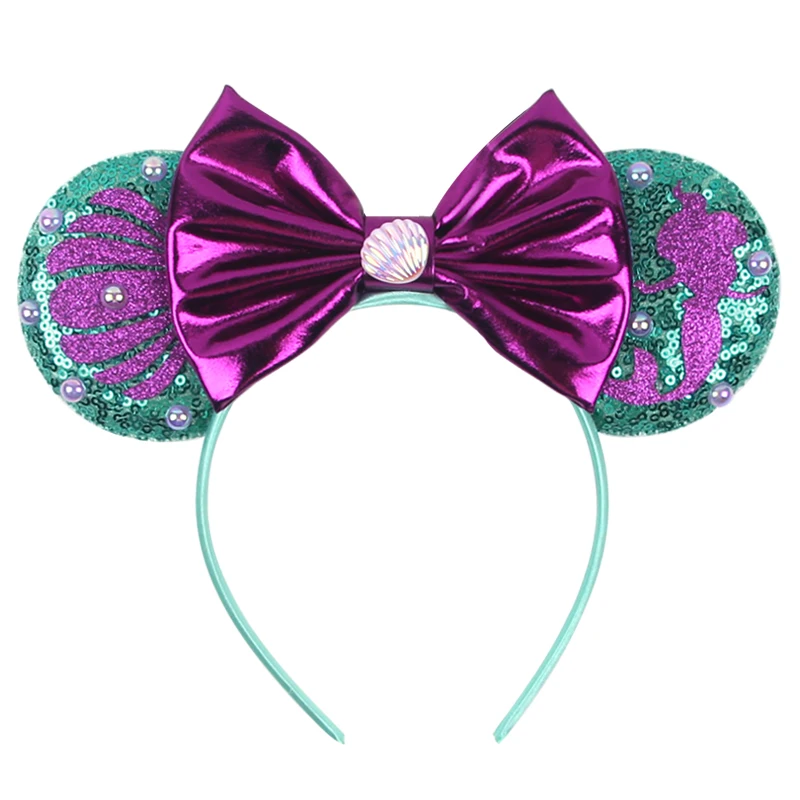 2024 Disney Castle Fireworks Mouse Ears Headband Sequins Bow Hairband For Girls Children Featival Party DIY Hair Accessories