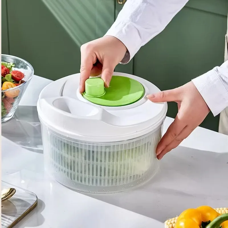 Small Manual Vegetable Fruit Dehydrator Multifunctional Salad Spinner with Lettuce Drain Basket Kitchen