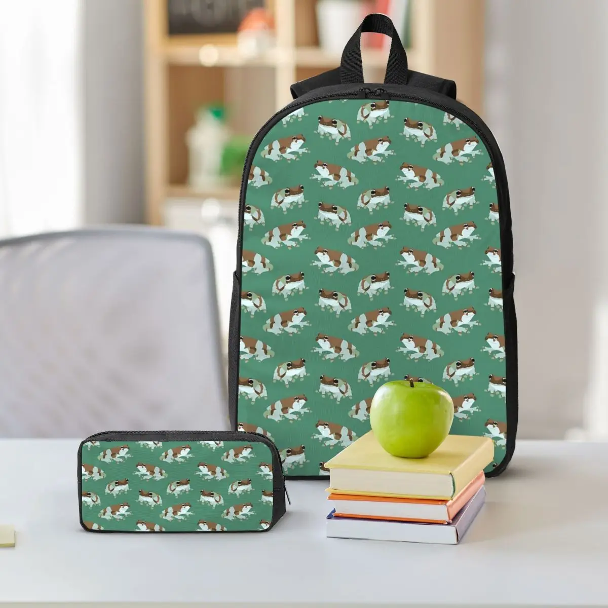 الأمازون الحليب الضفدع نمط حقيبة الظهر طالب بنين بنات BookBag حقيبة مدرسية كمبيوتر محمول حقائب الكتف 3ps معزول حقيبة الغداء مقلمة
