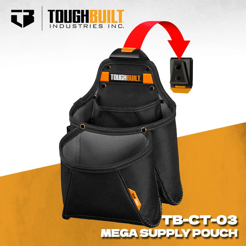 TOUGHBUILT TB-CT-03 Mega Supply Pouch Multi-functional Tool Belt Pouch for Carpenters plasterers Multi Toolkit Toughbuilt Pouch