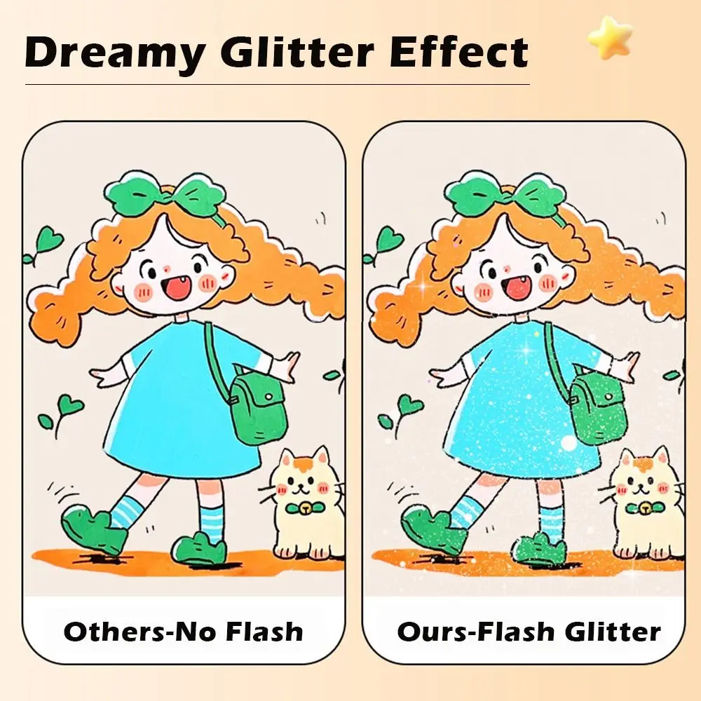 Multifunctional 72 Colors Glitter Pen Soft Head Glitter Effect Painting Brushes Magic Highlighter Art Painting