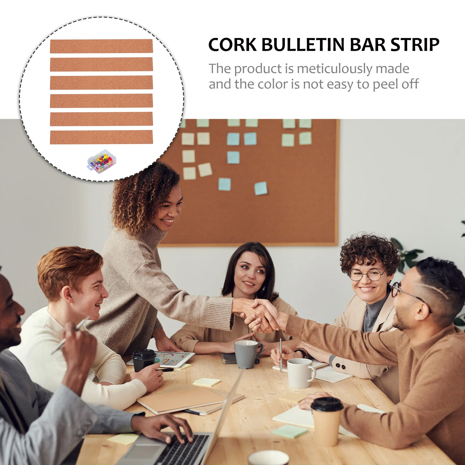 

GRIRIW Cork Bulletin Board Strip Natural Frameless Memo Board for Office Home Decor Notice Push Pins