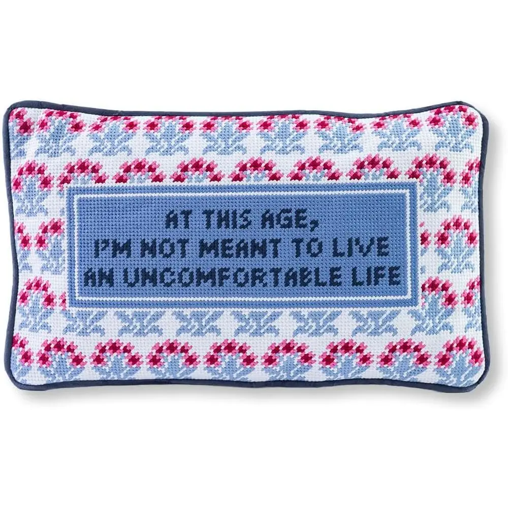 

Elegant Needlepoint Pillow, 9x15, for Living Room, Couch, Sofa, Chair & Bed - Chic Embroidered Decor