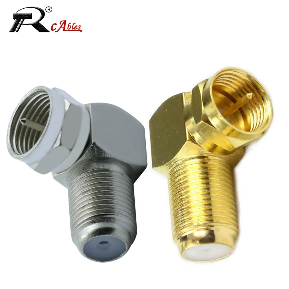 1PC Right Angle Inch Connector F Male Plug to F Female Jack Cable TV Set-Top Box Adapter