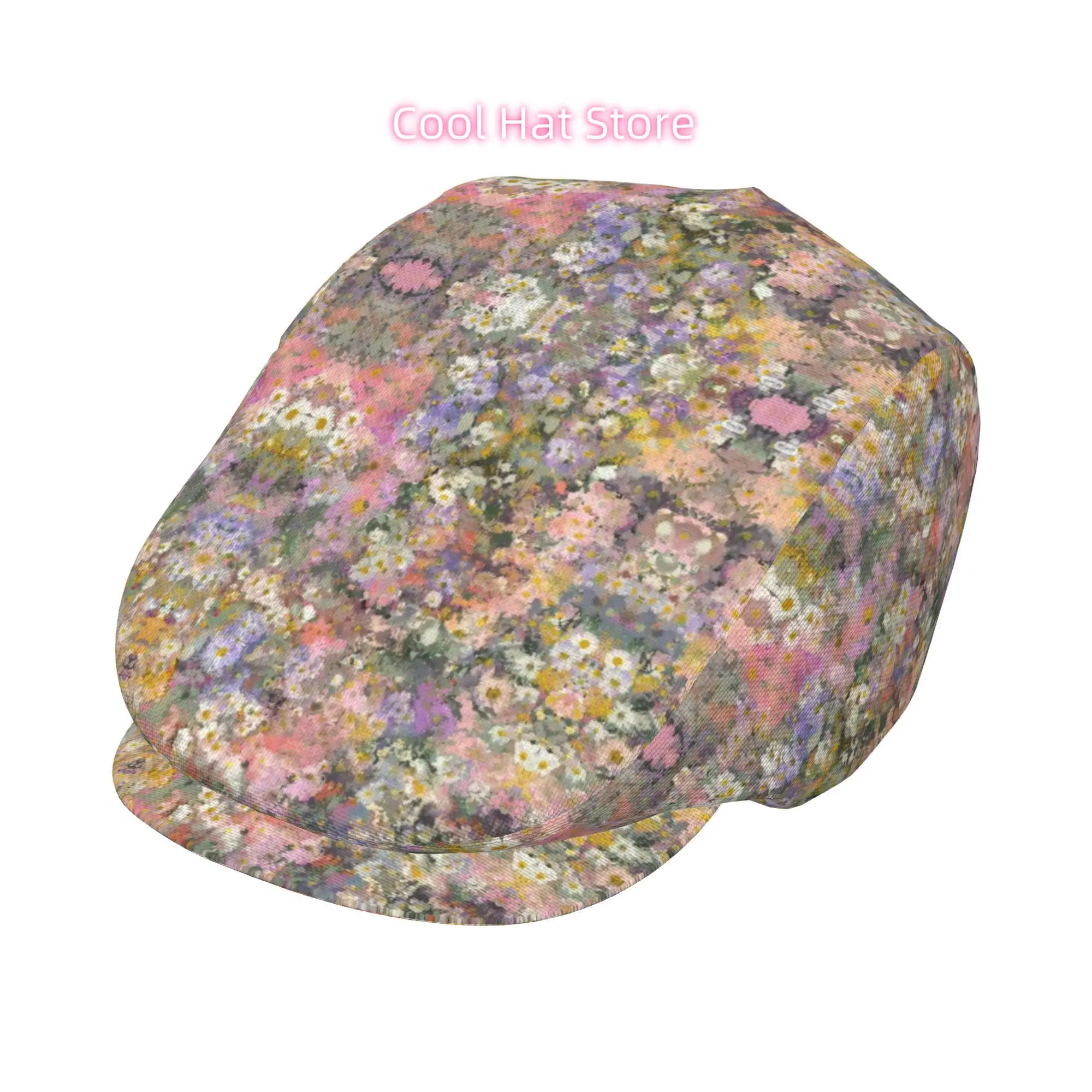 Pastel Wildflower Tapestry Men and Women Flat-top Cap, Adjustable Beret, Newsboy Cap, Ivy Caps, Taxi Driver Caps, Irish Capss