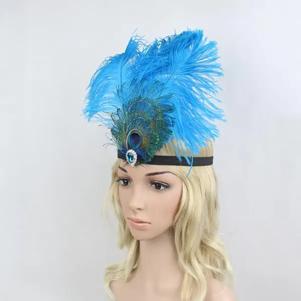 Elegant Peacock Headpiece Ostrich Feather Hair Band Hair Accessories for Girls Party Wedding Decoration