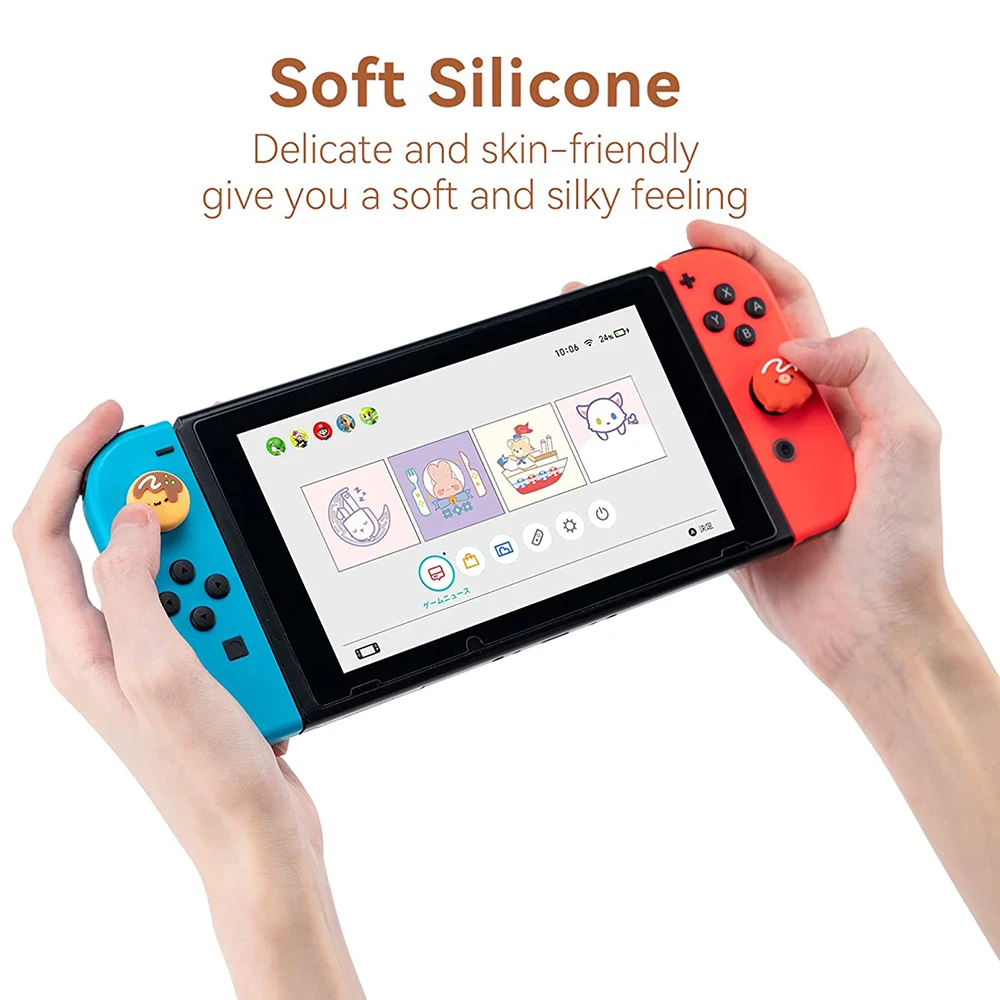 4pcs Takoyaki Silicone Thumb Grip Caps Compatível com Nintendo Switch OLED/Switch Lite/Switch Joy-Con Joystick Capa Protetora