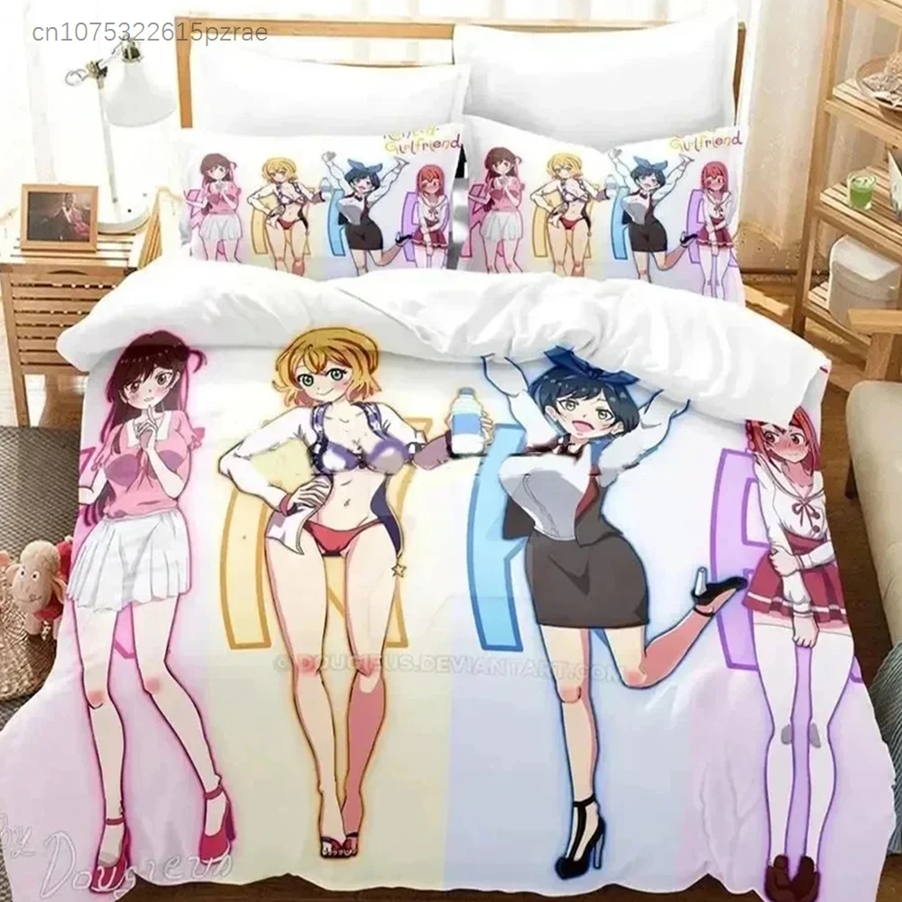 Anime Rent-A-Girlfriend Chizuru Bedding Set 3D Printed Suitable For Bedroom Duvet Cover Set With Pillowcases Kids Home Textile