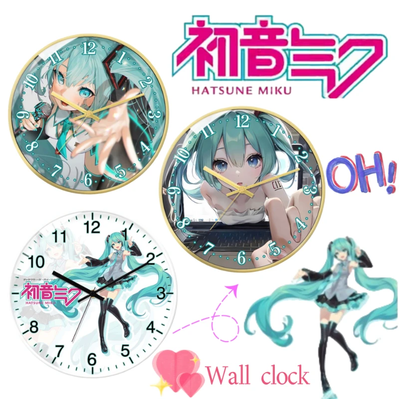 

Новые товары в стиле аниме Hatsune Miku, милые настенные часы с героями мультфильмов для гостиной и спальни, высококачественные декоративные бесшумные настенные часы