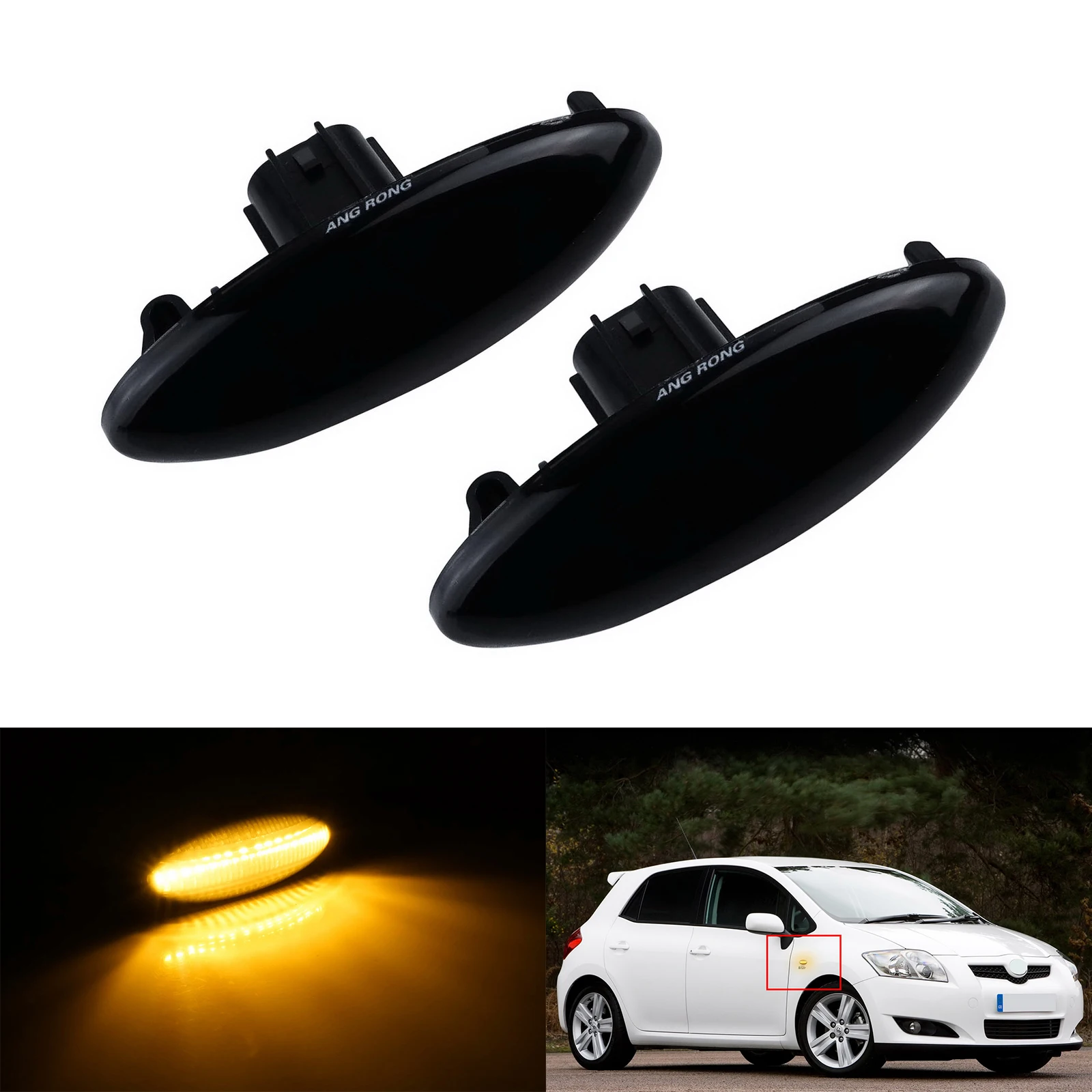 Amber LED Indicator Side Repeater Light L+R For Toyota Auris RAV4 III Yaris Vitz