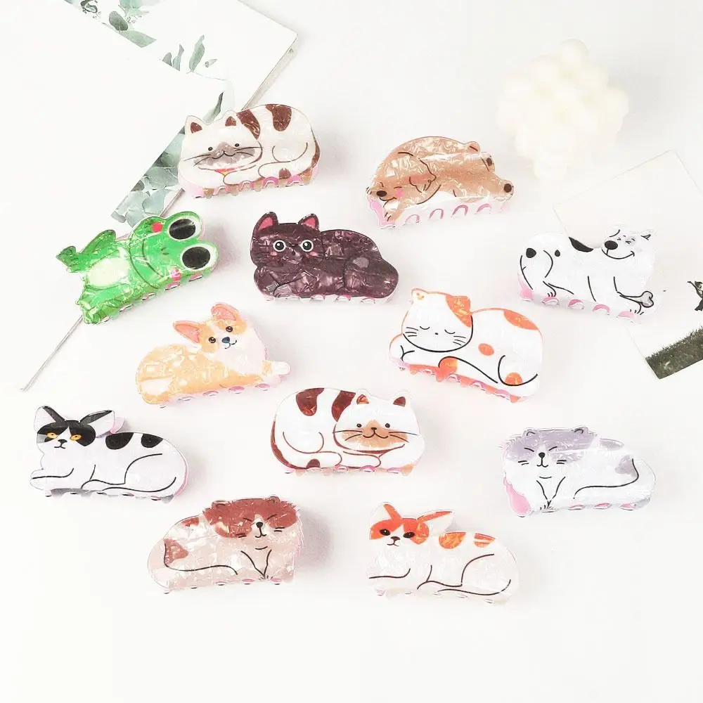 Creative Dog Cat Hair Claw Cartoon Mide Size Animal Shark Clip Grab Clip Ponytail Holder Acrylic Animal Hair Clip Party