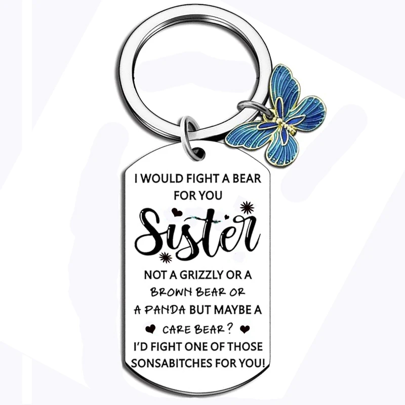 Funny Sister Keychain Birthday Gift Ideas From Sisters Brother Big Sister Gifts from Little Sister Cute Keychain