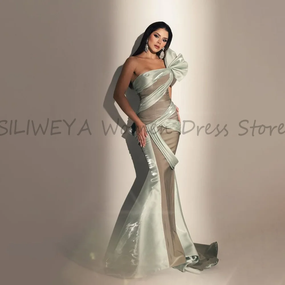 فستان سهرة رائع بدون أكمام وصل حديثًا للنساء بطول الأرض وكشكشة حورية البحر بدون ظهر فستان حفلات فيستدوس دي غالا #1