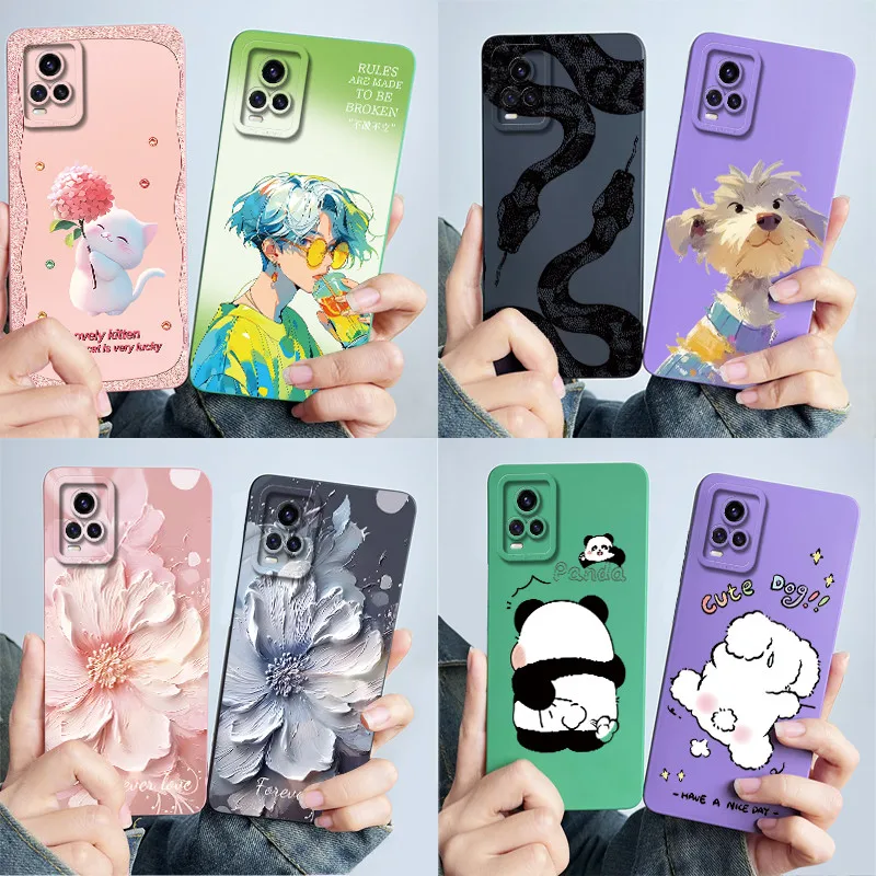 For Vivo V20 Phone Case V2025 V2024 V2040 Capa VivoV20 2021 Cover Soft Silicone Sweet Painted Cartoon Printed Protective Coque