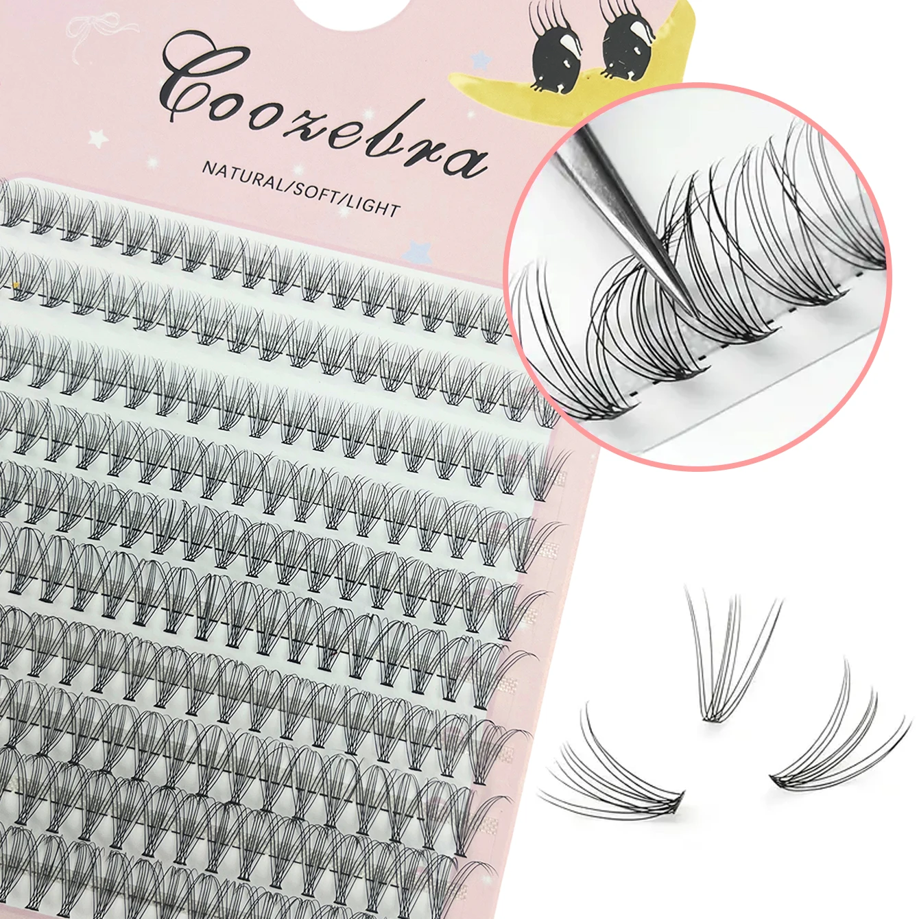 200 Stück individuelle DIY-Wimpern weich, natürlicher Look, 9–16 mm, anfängerfreundlich und wiederverwendbar, Katzenaugen-Stil, 0,07 mm Dicke
