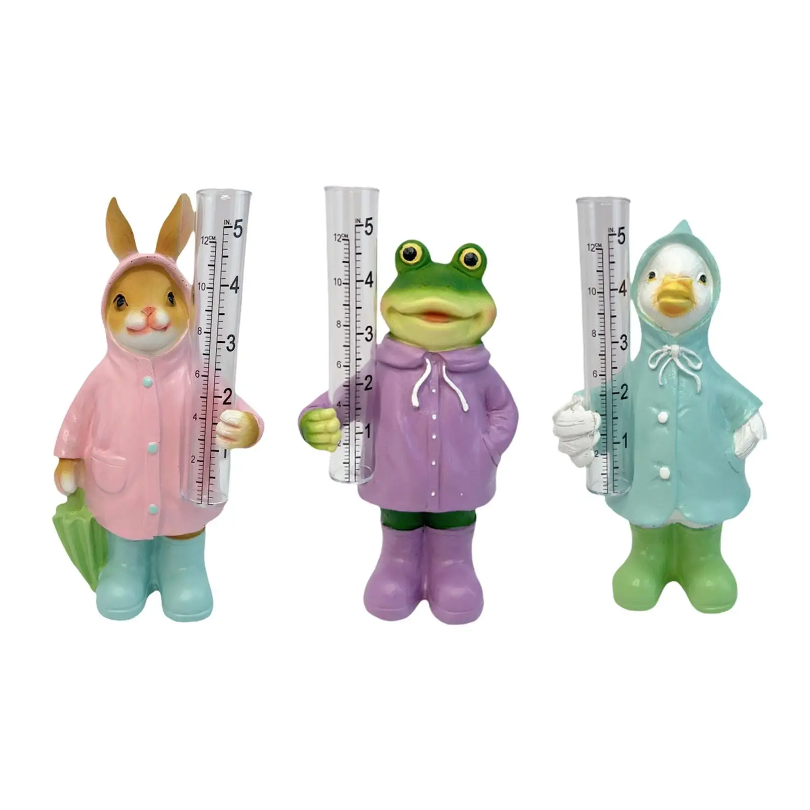 Garden Rain Gauge Landscape Farm Outdoor Easy to Read Resin Animal Statue