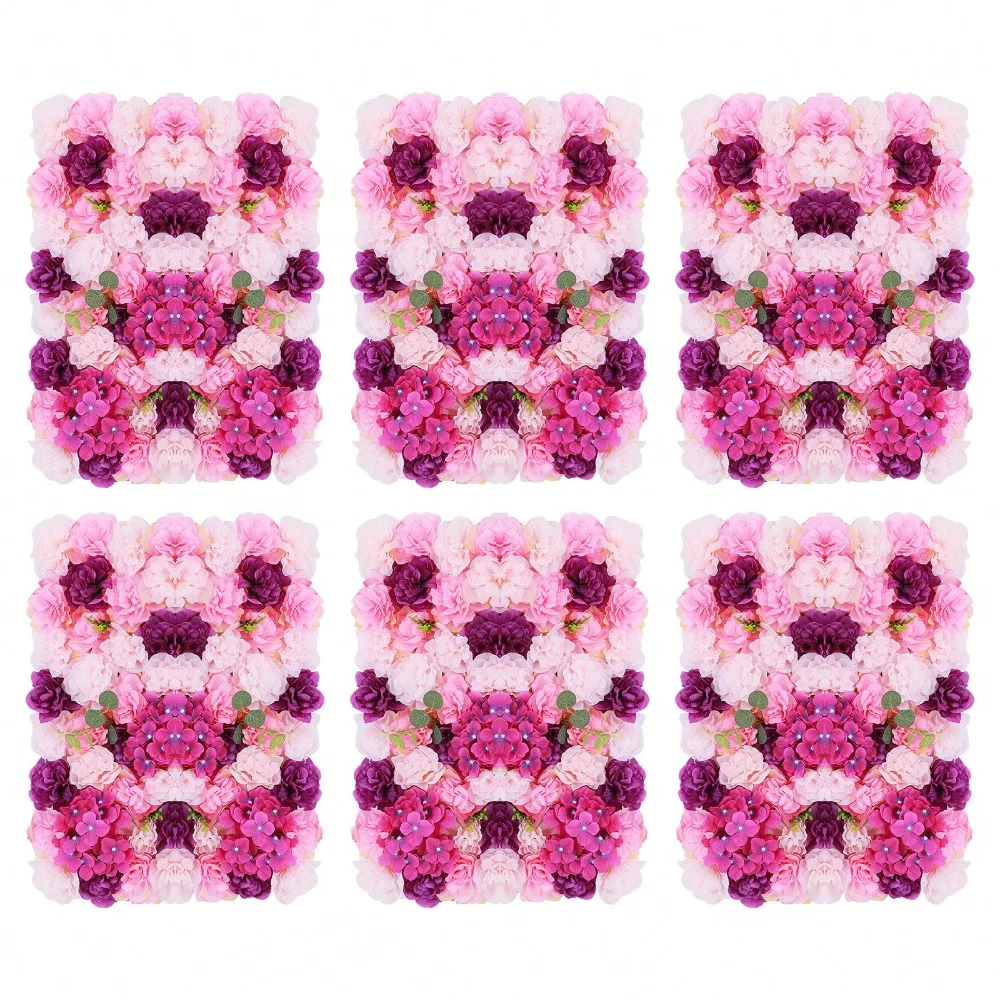 

6pcs Artificial Flower Wall Background Rose Mats For Wedding Backdrop Wall Decor Shop Photo Backdrop Floral Wall Arrangement