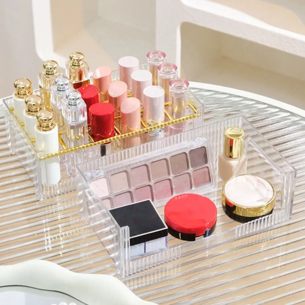 

Durable 18-Slot Lip Gloss Holder Transparent Stackable Make Up Organizer Detachable Large Capacity Cosmetics Container Vanity