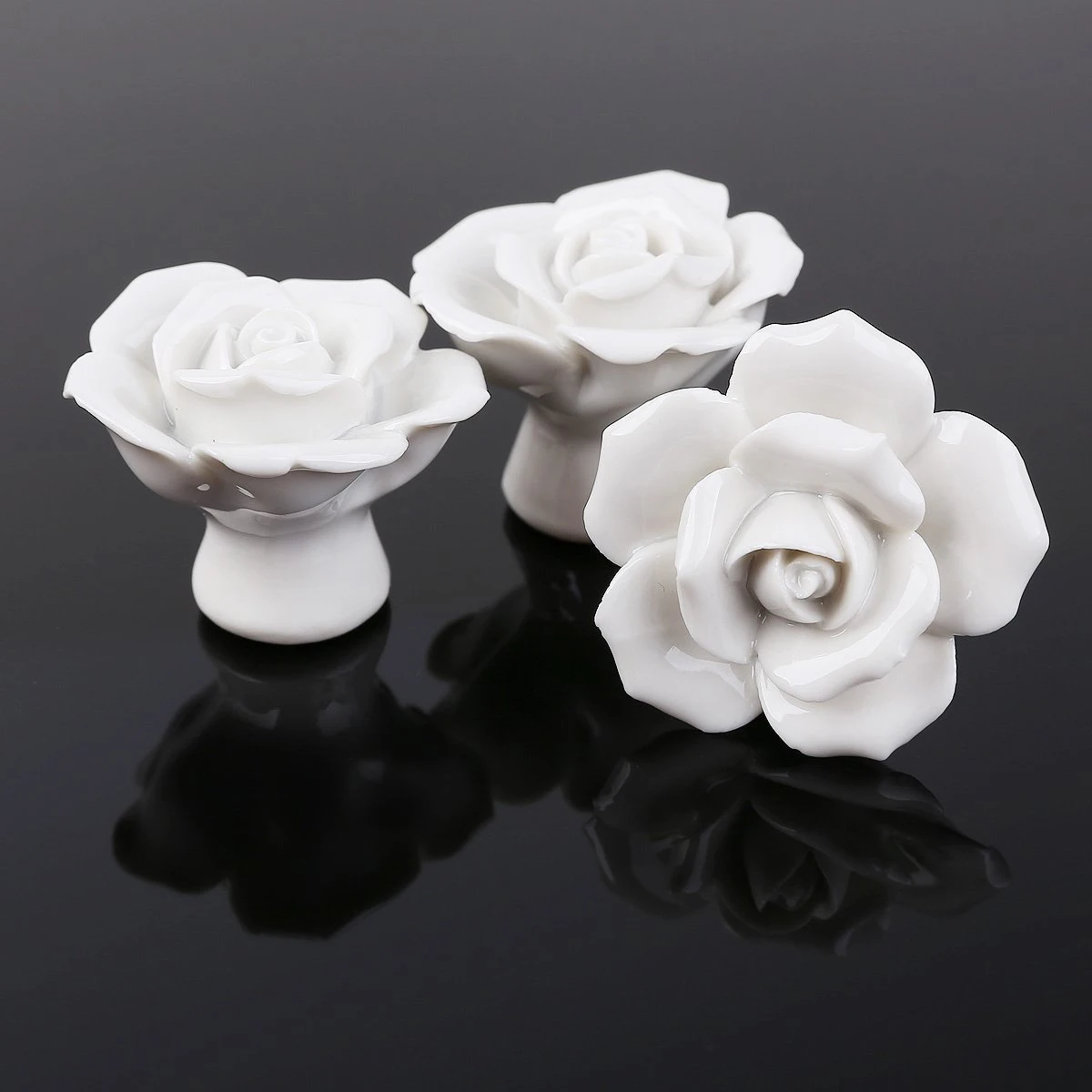 

8 Pcs Cabinets Ceramic Handle Retro Decor Pull Pinch Cupboards Rose Drawer Knobs