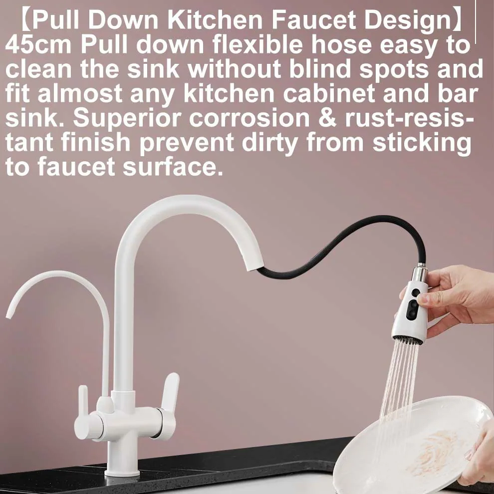 White Touch Filter Kitchen Faucets with Pull Down Sprayer Hot Cold Pull Out Kitchen Mixer Tap Sensor Touch Filter Kitchen Faucet