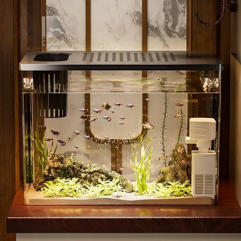 ecological-transparent-desktop-goldfish-tank-aquarium-living-room-decoration-small-lazy-fish-tank-moulding-plastic-material