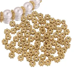 50pcs 3/4/5/6mm PVD Plated Gold Daisy Snowflake Flower Spacer Beads Mini Loose Beads Charms for DIY Jewelry Making Supplies