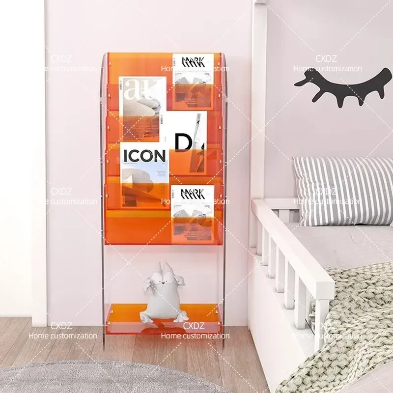 Nordic Simple Acrylic Bookshelf Magazine Storage Display Rack Multi Layer Picture Book Shelf Transparent Organizer