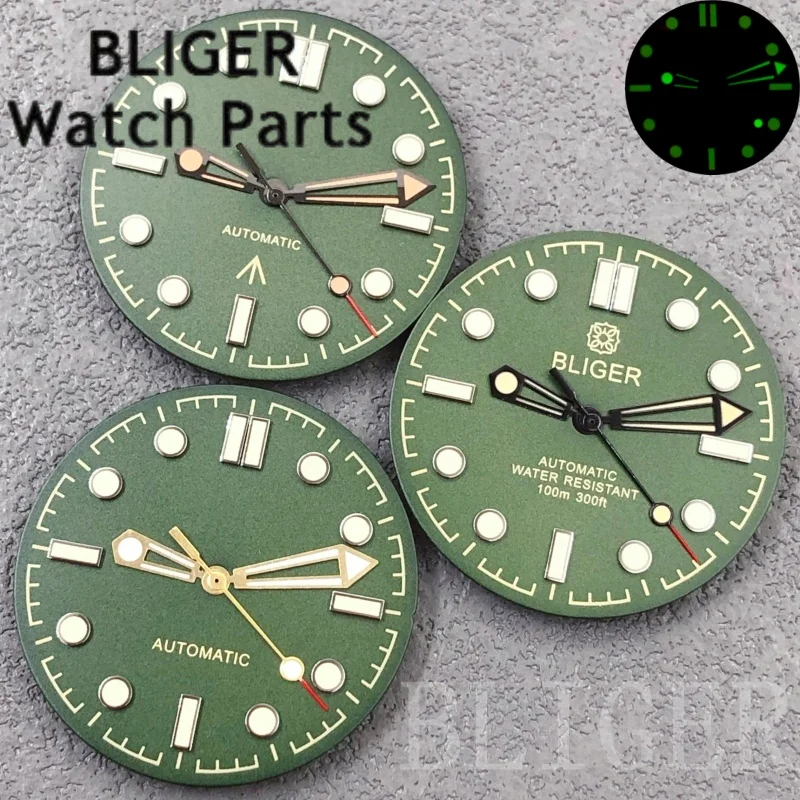BLIGER 31 мм NH35 бронзовый зеленый циферблат для часов, набор стрелок, светящийся Fit NH34 NH35 ETA2824 PT5000 Miyota, аксессуары для часов с механизмом, детали