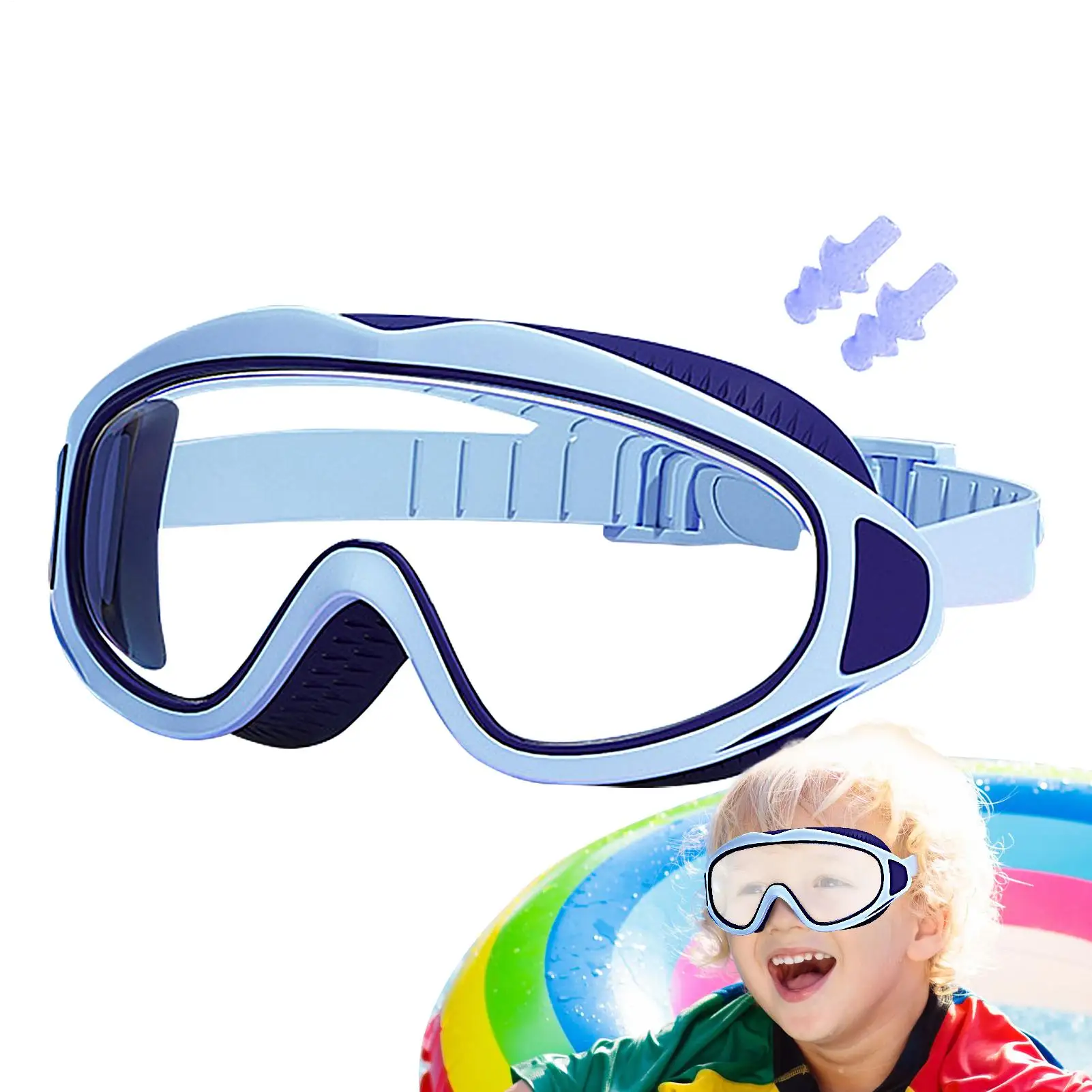 

Детские очки для плавания, противотуманные очки для дайвинга с водонепроницаемыми берушами, очки с защитой от ультрафиолета для мальчиков и девочек, обучение пловечерам, погружение