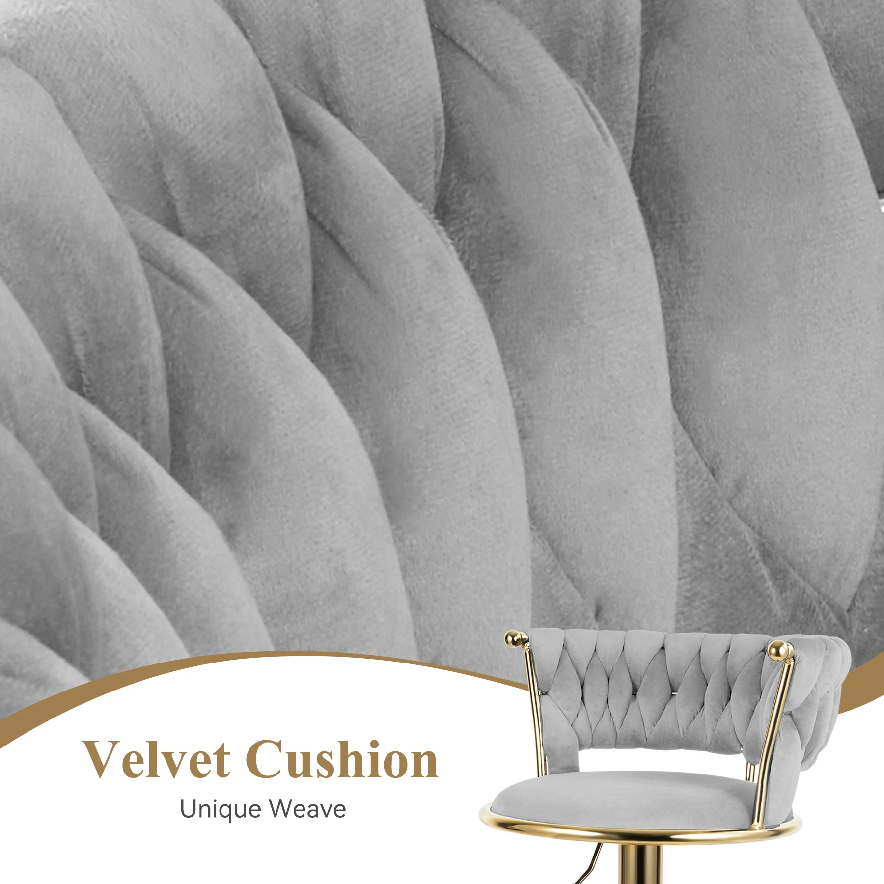 2 قطعة كرسي بار دوار حديث، 360 °   مقعد بار بار بارتفاع قابل للتعديل، مع مسند ظهر، مناسب للبار والمطبخ والمطعم