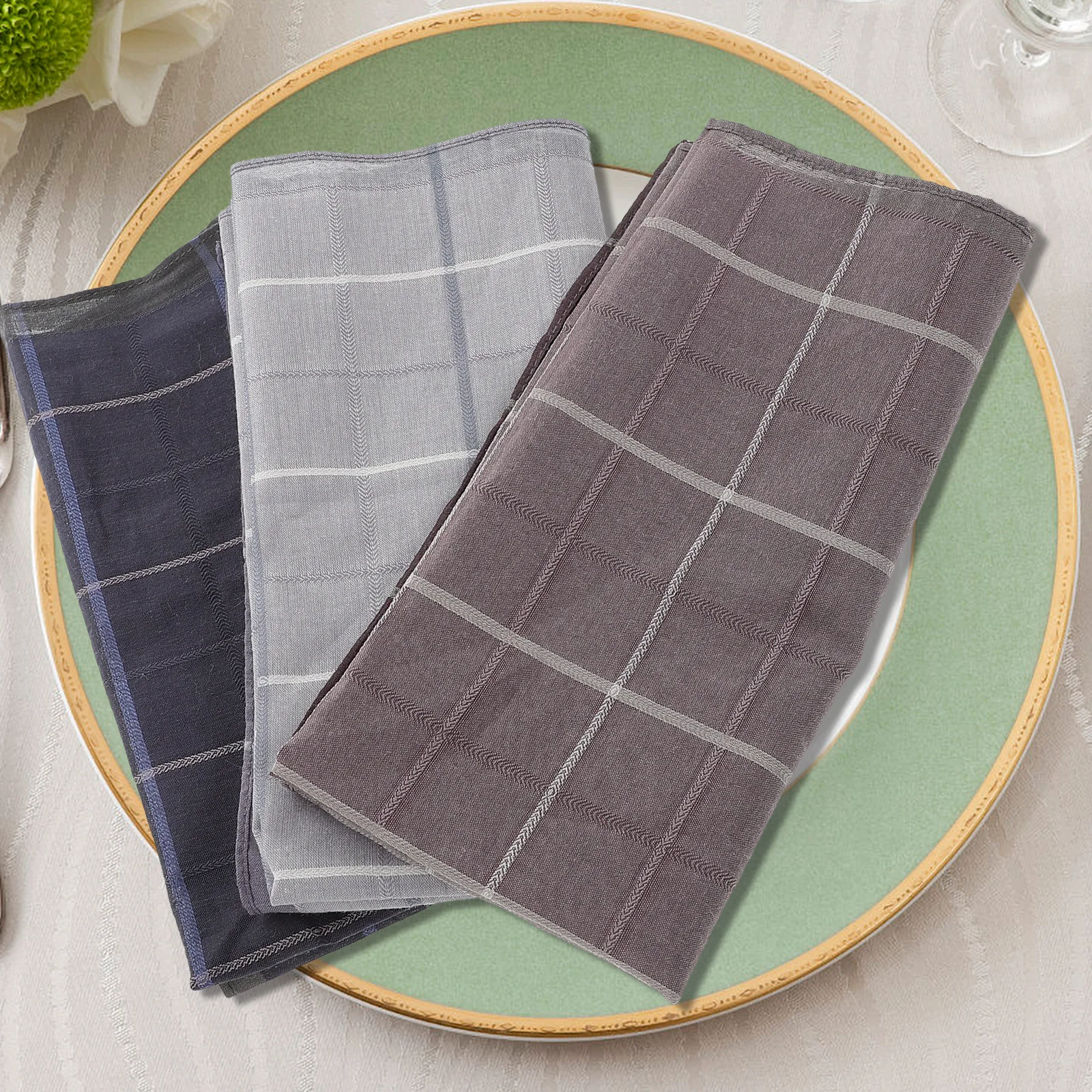 3 قطعة منديل مربع للجيب القطني للرجال نمط عتيق هدية لحفلات الزفاف باندانا قطنية ناعمة أنيقة للرجال #1