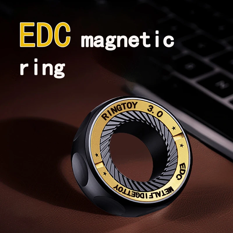 EDC Metal Finger Ring Stress Reliever, Adjustable Pressure Relief Slider with Clicking Coin, Adult Finger Relaxation Tool